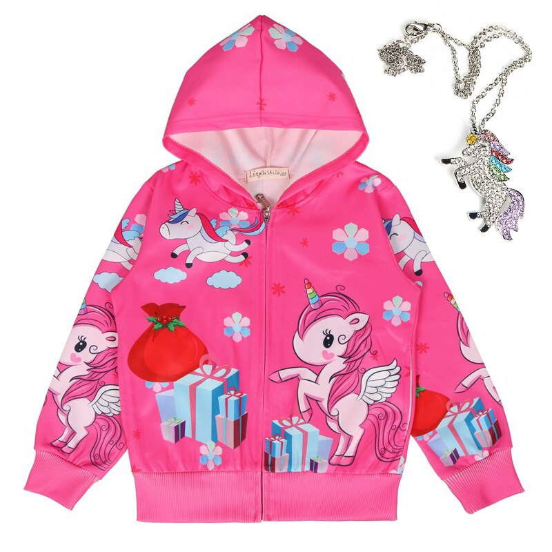 Pink Unicorn Theme Zipper Jacket with Pendant – Fabhooks