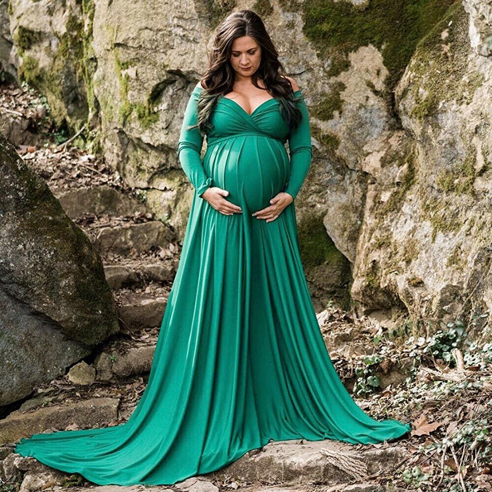 Long Maxi Gown Wrap Dress for Maternity – Fabhooks