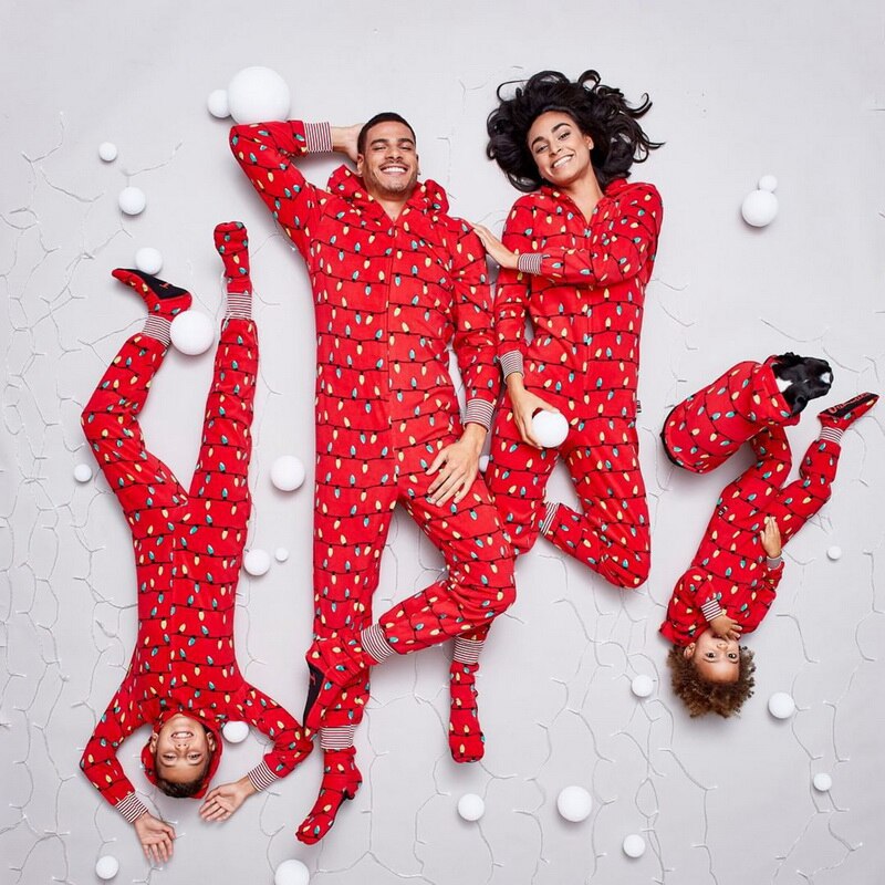 Matching Christmas Lights Couples Onesie Pajamas