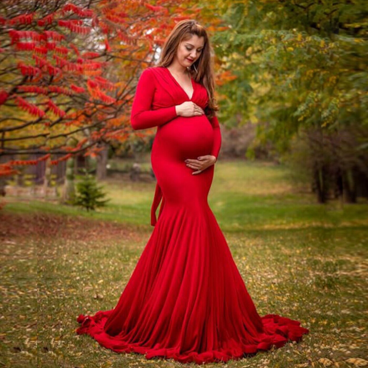 Buy Mine4Nine Red Maxi Maternity Baby Shower Dress for Women Online @ Tata  CLiQ