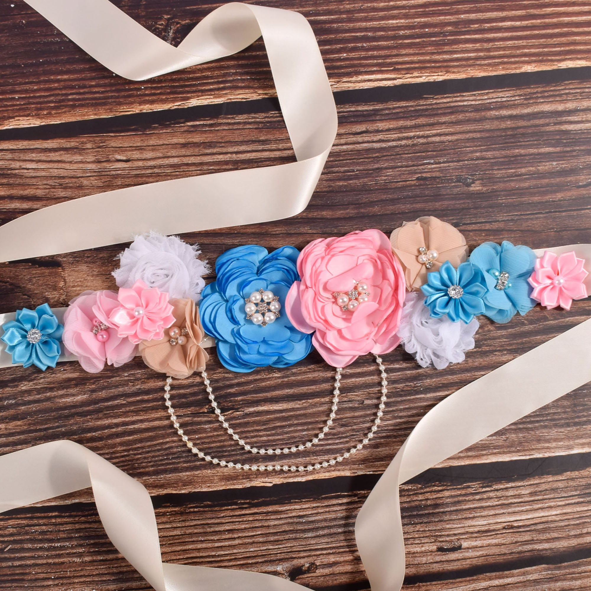 Silk Flower Ribbon Belt