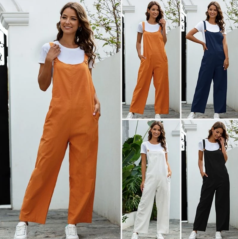 PERFECT LINEN WIDE LEG JUMPSUIT 4XL-Wine Red  Loose trousers women, Plus  size womens clothing, Suspenders for women